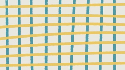 Fototapeta premium 青と黄色のクレヨンで描いたチェック柄の背景 | 格子, 手描き, グリッド, plaid, ライン
