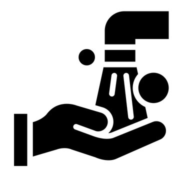 wudhu glyph icon. washing hands ritual. purification act. islam prayer