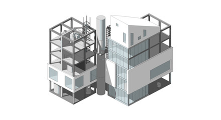 Industrial Facility with Scaffolding and Equipment.
