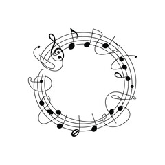 Obraz premium Circular arrangement of musical notes and symbols on a white background