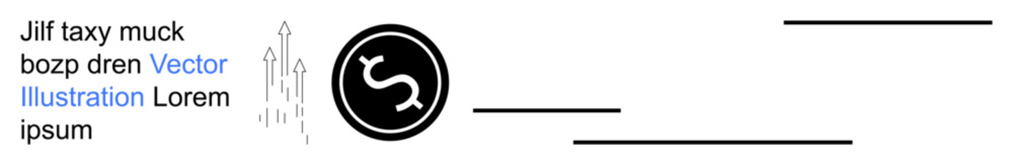 Obraz premium Finance growth, investment strategies, business development, economics, financial success, wealth management. Black dollar sign within a circle, ascending arrow. Finance growth and investment