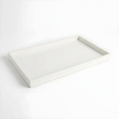Obraz premium Lacquered White Rectangular Serving Tray on White for Modern Table Styling, Hosting, and Product Photography
