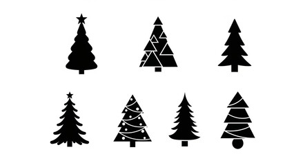 Obraz premium Christmas tree icon set. silhouette