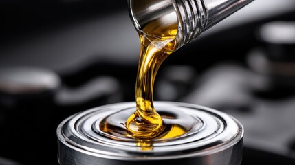 Pouring Viscous Liquid Oil from Glass Container into Metal Can