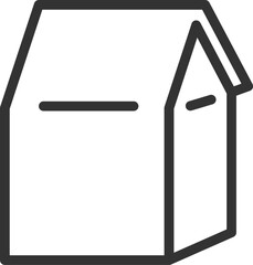 商品の入った、紙袋のアイコン（線画）のイラスト