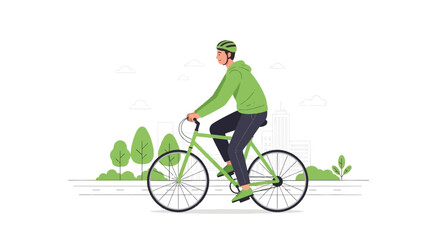 Fototapeta premium Urban Cycling in Green City - Sustainable Transportation Concept
