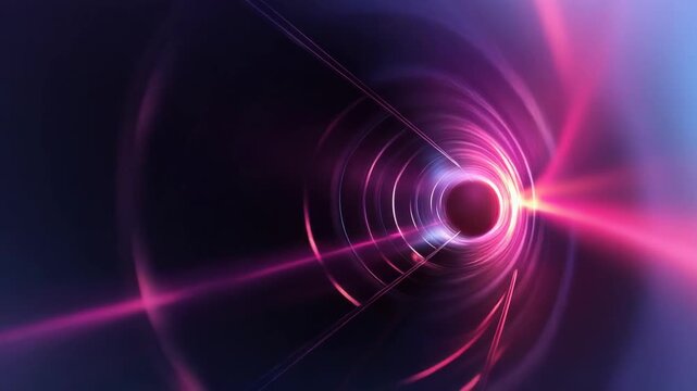Glowing futuristic tunnel with vibrant neon lights and advanced digital technology atmosphere, immersive sci fi corridor background, reflective metallic surfaces, symmetrical perspective, cyberpunk in