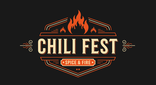 Chili Fest logo with flames and vintage design elements.