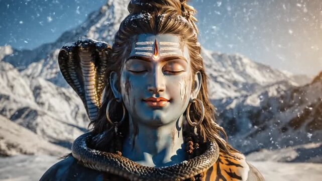 Lord shiva wallpaper meditating in snowy Himalayas with Nandi
