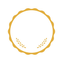 月桂冠と波状のシンプルなエンブレムのベクター素材