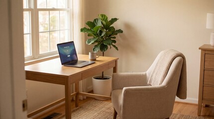 Fototapeta premium Cozy Workspace Wellness professional high quality stock image