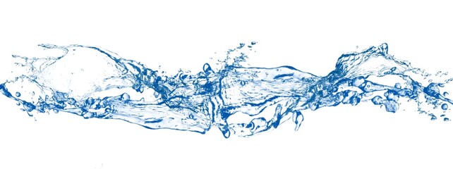 白背景に抽象的な青い水しぶきの3dイラスト