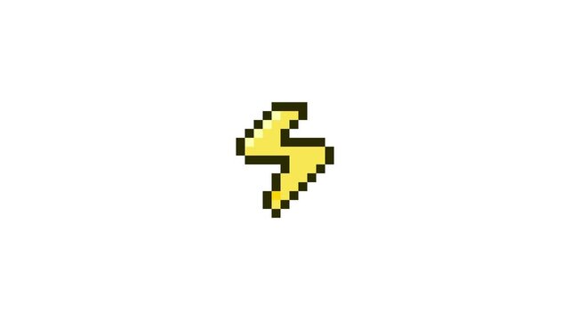 8-bit pixel art yellow thunder icon. looped animation 4k 30fps