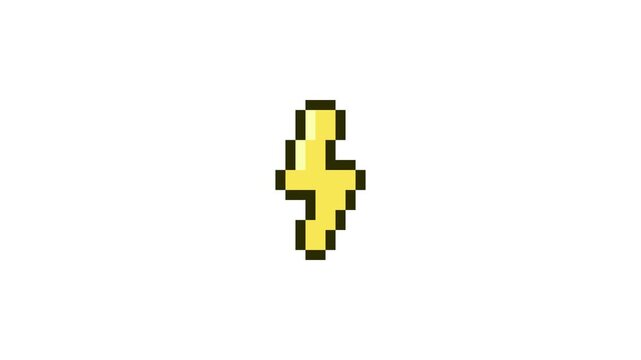 8-bit pixel art yellow thunder icon. looped animation 4k 30fps