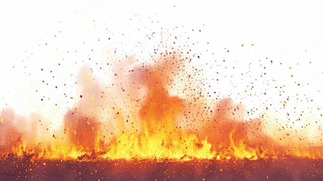 Intense fire with flames and sparks on a dark surface.