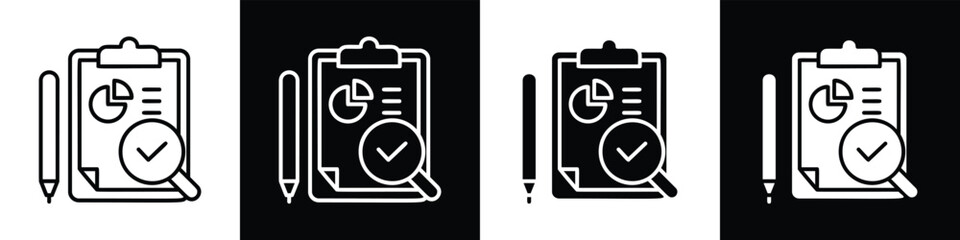 Obraz premium Evaluation line and glyph icon style in white n black background