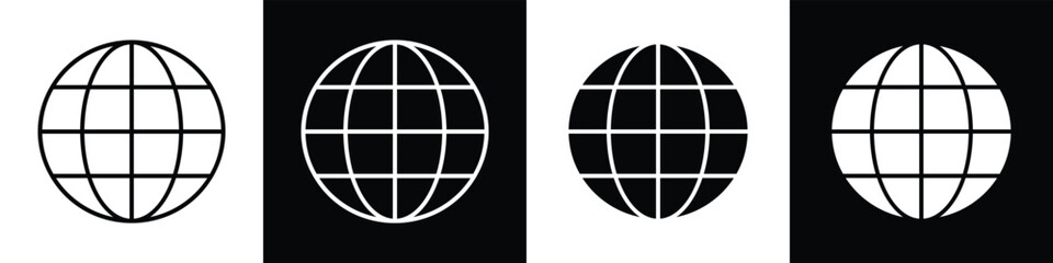 Obraz premium Global line and glyph icon style in white n black background