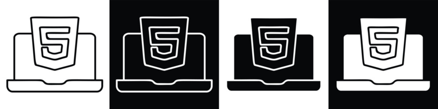 Html5 line and glyph icon style in white n black background