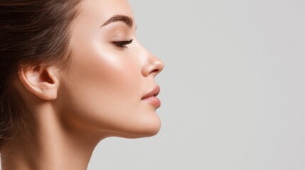 Naklejka premium Womans face profile makeup and skincare concept