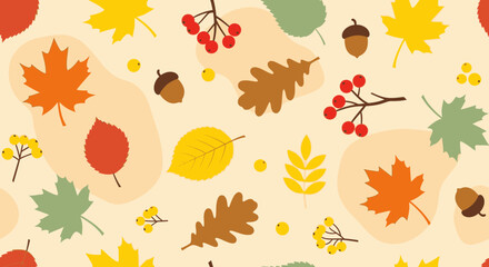 Vibrant autumn leaves and foliage seamless pattern. © Ira Project