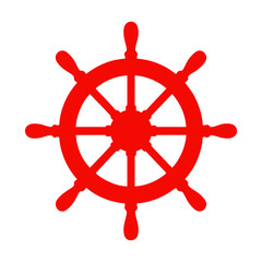 Obraz premium Red Ship Wheel Vector Icon