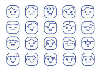 Square Cartoon People Face Element 
