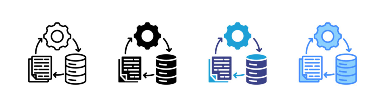 Data Transformation icon set multiple style collection
