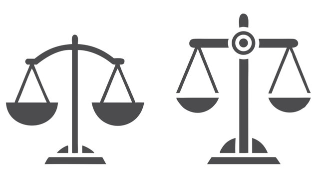 Grey scales of justice a depiction of balanced weighing scales