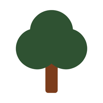 Green Tree Vector Icon With Brown Trunk