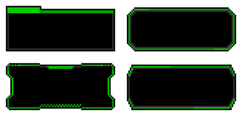 8-bit pixel art green game HUD frame set © Yejin Woo