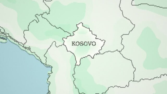 8-bit Style World Map with a zoom of the Kosovo 