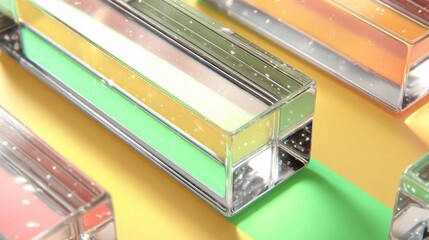 Fototapeta premium Abstract geometric compositions with vibrant colors and transparent elements