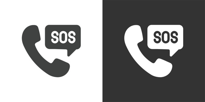 SOS Emergency Call icon. Solid glyph series icon