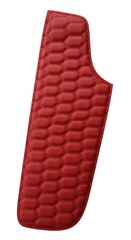 Fototapeta premium Rich red quilted material displays a consistent honeycomb stitching pattern against a white background.