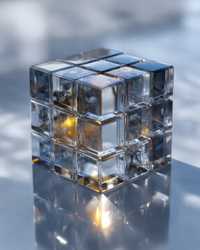 Anomaly detection visualization with one highlighted outlier in an ordered 3D grid