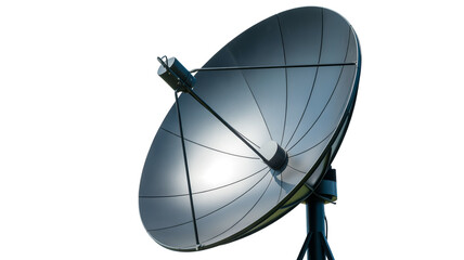 Satellite Dish with Reflective Surface on White Background Keywords: satellite dish, antenna