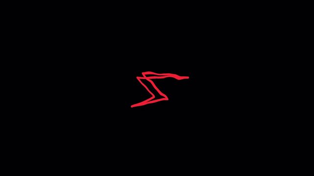 Red line animation lightning bolt energy abstract graphic reveal suitable for quick transitions, brand intros, or energetic visual effects.