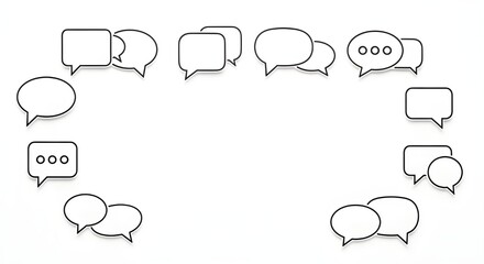 Obraz premium Set of multiple blank white speech bubble outlines with shadows