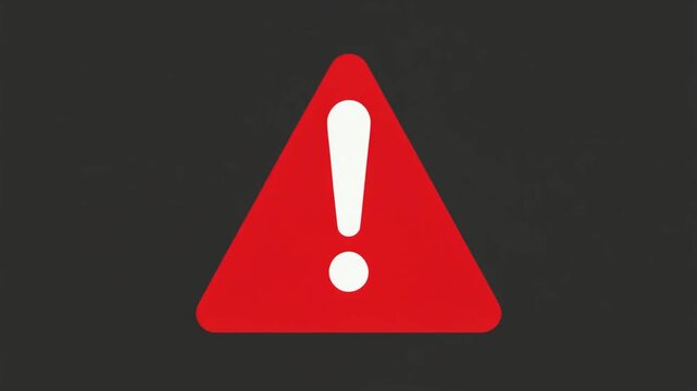 Warning sign with exclamation mark on dark background