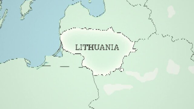 8-bit Style World Map with a zoom of the Lithuania 