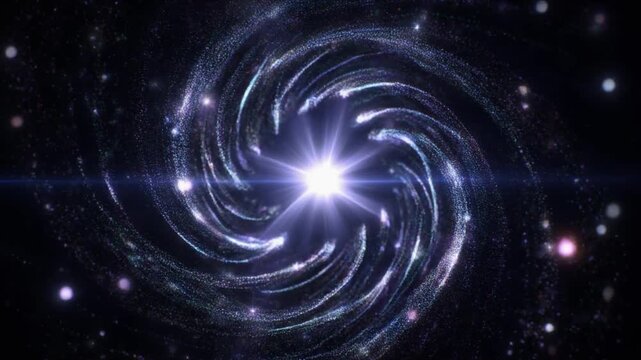 Stunning spiral galaxy with bright star at center in deep space