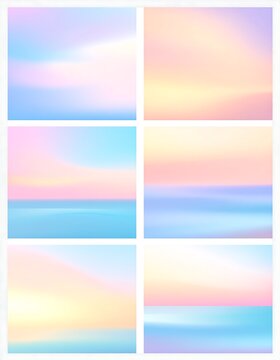 A 2x3 grid of pastel-colored abstract images
