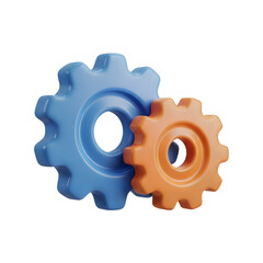 Obraz premium Interlocking gears symbolizing technology integration and mechanical collaboration isolated on transparent background