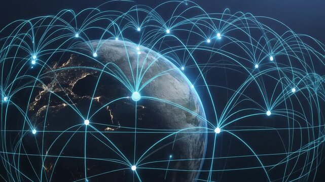 Stunning view of Earth from space with city lights shining at night