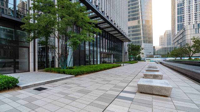 Modern Business District Office Building Exterior
