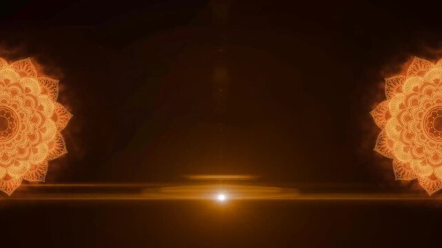 mandala animation with burning fire effect background