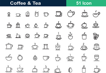 Coffee and Tea Drink Icons Collection vector illustration