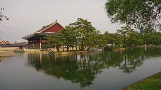 Korean Royal Palace Gyeongbokgung in Seoul Daytime View