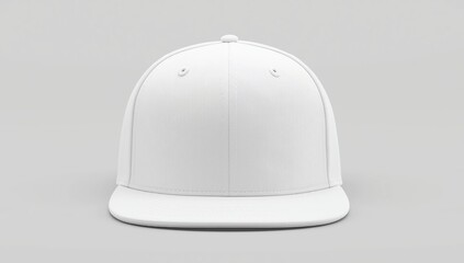 Fototapeta premium White snapback cap mockup on a grey background, front view 