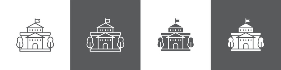 Fototapeta premium Government line glyph icon style in white and black background